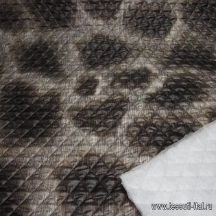 Плащевая стежка (н) бело-коричневый орнамент ш-150см - итальянские ткани Тессутидея арт. 11-0328