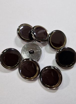 Пуговица на ножке металл серебро d-20мм темно-коричневая с бежевым ободком - в интернет-магазине тканей Тессутидея арт. F-5986