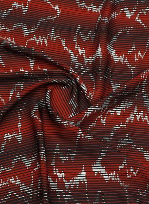 Плательная вискоза 170 г/м (н) белый рисунок на красно-коричневой полоске - в интернет-магазине тканей Тессутидея арт. 04-1717