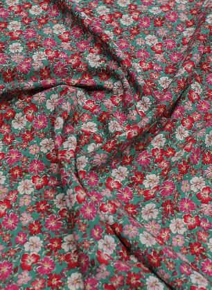 Плательная вискоза (н) мелкий цветочный рисунок на зеленом - в интернет-магазине тканей Тессутидея арт. 04-1626