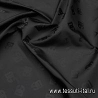 Плащевая (о) логотип на черном - итальянские ткани Тессутидея арт. 11-0494