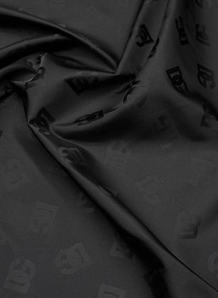 Плащевая (о) логотип на черном - в интернет-магазине тканей Тессутидея арт. 11-0494