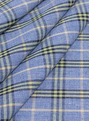 Лен (н) сине-желто-голубая клетка - в интернет-магазине тканей Тессутидея арт. 16-0733
