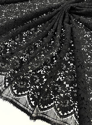 Кружевное кордовое полотно (о) черное - в интернет-магазине тканей Тессутидея арт. 03-7565