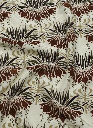 Крепдешин (н) растительная абстракция на бежевом - в интернет-магазине тканей Тессутидея арт. 10-4525