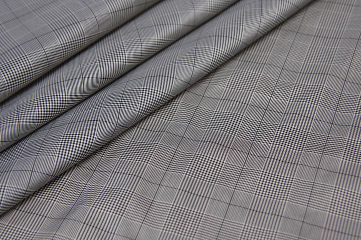 Тафта (н) черно-белая стилизованная клетка в стиле Burberry - итальянские ткани Тессутидея арт. 10-1670