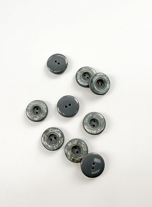 Пуговица пластик 2 прокола d-21мм серая с широким ободком - итальянские ткани Тессутидея.