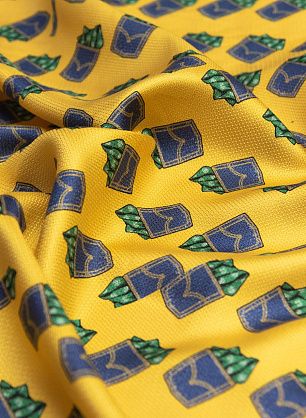 Шелк жаккард купон (0,95м) (н) карманы с платком на желтом - в интернет-магазине тканей Тессутидея арт. 10-1392