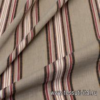 Лен (н) красно-черно-бежевая полоска Piacenza - итальянские ткани Тессутидея арт. 16-0518