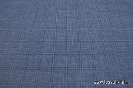 Костюмная (н) серо-синяя меланжевая клетка Loro Piana - итальянские ткани Тессутидея арт. 05-3927