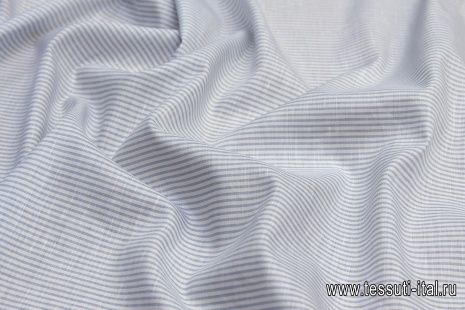 Лен (н) бело-серо-голубая полоска - итальянские ткани Тессутидея арт. 16-0571