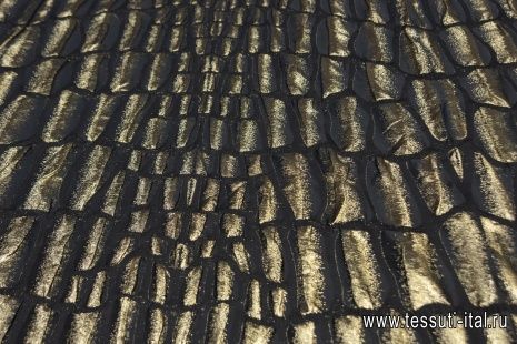 Плательная матлассе купон (1,48м) (н) черно-золотая - итальянские ткани Тессутидея арт. 03-6715