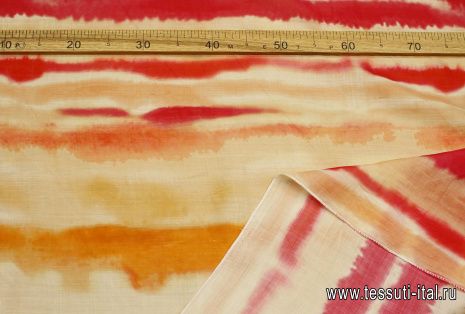 Батист (н) розово-персиковые стилизованные полосы - итальянские ткани Тессутидея арт. 01-7534