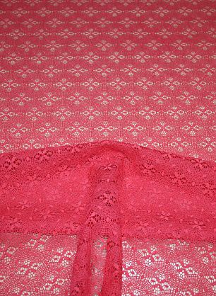 Кружевное полотно стрейч (о) ярко-коралловое - в интернет-магазине тканей Тессутидея арт. 03-2925