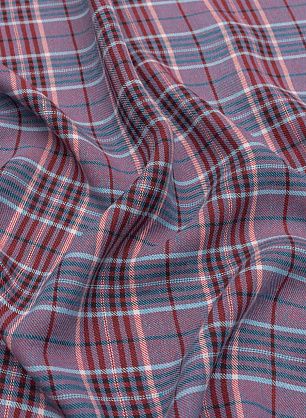 Лен костюмный (н) красно-бирюзовая клетка - в интернет-магазине тканей Тессутидея арт. 16-0784