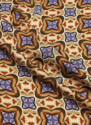 Плательная вискоза (н) сине-розово-коричневый рисунок калейдоскоп - в интернет-магазине тканей Тессутидея арт. 04-1799