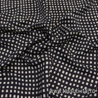 Шелк атлас (н) белые стилизованные квадраты на черном - итальянские ткани Тессутидея арт. 10-2390