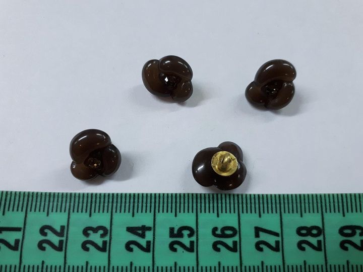 Пуговица комбинированная на ножке d-12мм коричневый цветок со стразом - итальянские ткани Тессутидея арт. F-4142