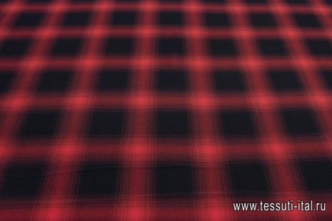Крепдешин (н) красно-черная стилизованная клетка - итальянские ткани Тессутидея арт. 10-2450