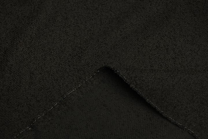 Костюмная фактурная шерсть+шелк (о) черная - итальянские ткани Тессутидея арт. 05-4931