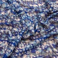 Шифон (н) сине-серо-бежево-голубой орнамент - итальянские ткани Тессутидея арт. 10-1054
