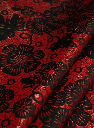 Органза деворе с люрексом (н) черно-красная ш-150см - в интернет-магазине тканей Тессутидея арт. 03-3372