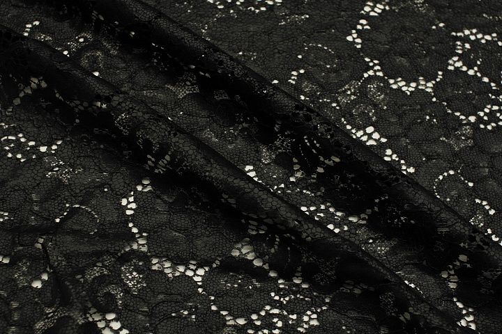 Кружевное полотно с покрытием (о) черное  - итальянские ткани Тессутидея арт. 03-7391