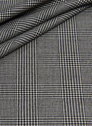 Костюмная (н) черно-белая стилизованная клетка - в интернет-магазине тканей Тессутидея арт. 05-3905