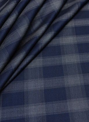 Костюмная дабл (н) сине-серая клетка/темно-серая диагональ - в интернет-магазине тканей Тессутидея арт. 05-3247