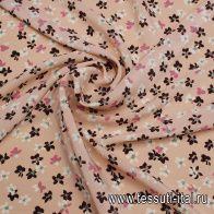 Крепдешин (н) цветочный рисунок на розовом - итальянские ткани Тессутидея арт. 10-3550