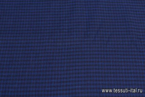 Лен костюмный (н) сине-черная клетка - итальянские ткани Тессутидея арт. 16-0732