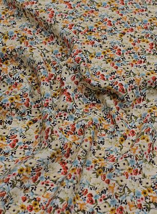 Крепдешин 95 г/м (н) мелкий цветочный рисунок на айвори - в интернет-магазине тканей Тессутидея арт. 10-3333