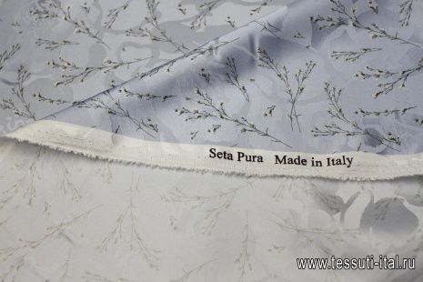 Шелк дама (н) веточки на голубом - итальянские ткани Тессутидея арт. 10-3669