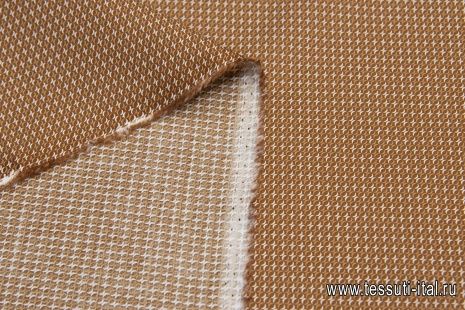 Сорочечная (н) бело-коричневый принт  - итальянские ткани Тессутидея арт. 01-6241
