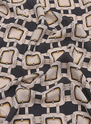 Крепдешин (н) черно-молочная стилизованная клетка - в интернет-магазине тканей Тессутидея арт. 10-2960