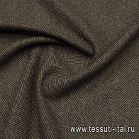 Костюмная дабл (н) черно-коричневая елочка - итальянские ткани Тессутидея арт. 05-4725