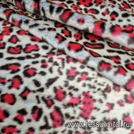 Мех длинноворсовый на трикотажной основе (н) серо-розово-черный - итальянские ткани Тессутидея арт. 06-0134