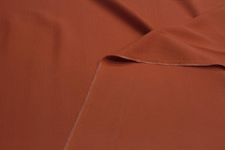 Плательная вискоза с ацетатом стрейч (о) оранжевая фактурная - итальянские ткани Тессутидея арт. 04-1612