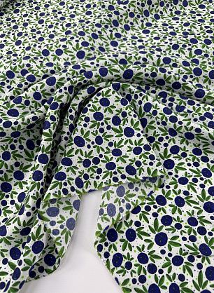 Плательная вискоза (н) сине-зеленый рисунок на белом - в интернет-магазине тканей Тессутидея арт. 04-1814