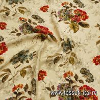 Плательная вискоза (н) цветочный рисунок на бежевом - итальянские ткани Тессутидея арт. 04-1790