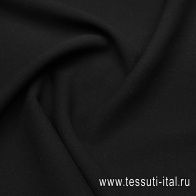 Костюмная шерсть креп дабл (о) черная - итальянские ткани Тессутидея арт. 05-4664