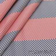 Хлопок репс (н) красно-синяя диагональная полоска на белом - итальянские ткани Тессутидея арт. 01-4898