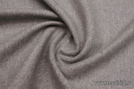 Пальтовая кашемир двухслойная (н) серая елочка/айвори - итальянские ткани Тессутидея арт. 09-2080