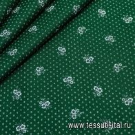 Хлопок (н) мелкий белый орнамент на зеленом  - итальянские ткани Тессутидея арт. 01-4907