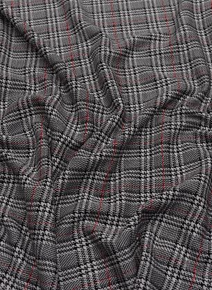 Джерси (н) черно-бело-красная стилизованная клетка - в интернет-магазине тканей Тессутидея арт. 13-1547