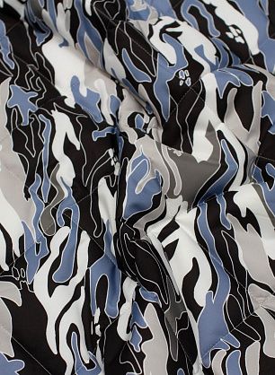 Плащевая стежка с водоотталкивающим покрытием (н) черно-бело-голубой рисунок - в интернет-магазине тканей Тессутидея арт. 11-0485