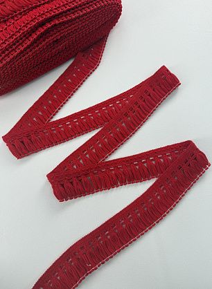 Кружевная тесьма с бахромой ш-5см красная - в интернет-магазине тканей Тессутидея арт. 03-7463