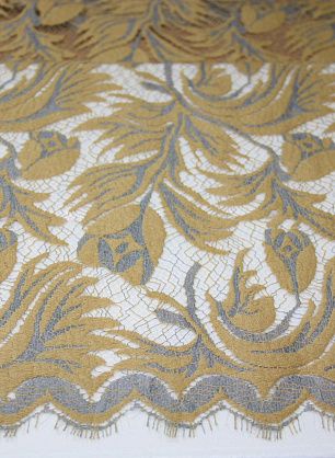 Кружево (н) желто-серое ш-110см Jean Bracq - в интернет-магазине тканей Тессутидея арт. 03-3340