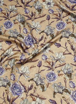 Шелк жаккард (н) сиреневый цветочный рисунок на розовом - в интернет-магазине тканей Тессутидея арт. 10-3891