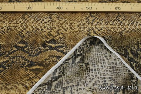 Шифон деворе с люрексом (н) бежево-коричневый змеиный принт - итальянские ткани Тессутидея арт. 10-3586
